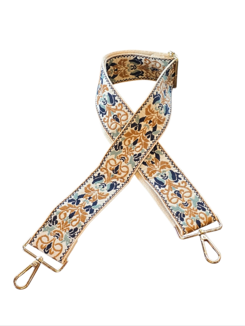 Paisley Blue Tan Guitar Crossbody Strap